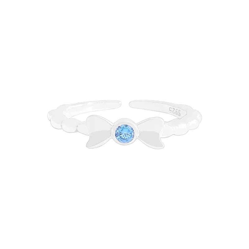 Bow Enamel Ring in Aqua — Sterling silver