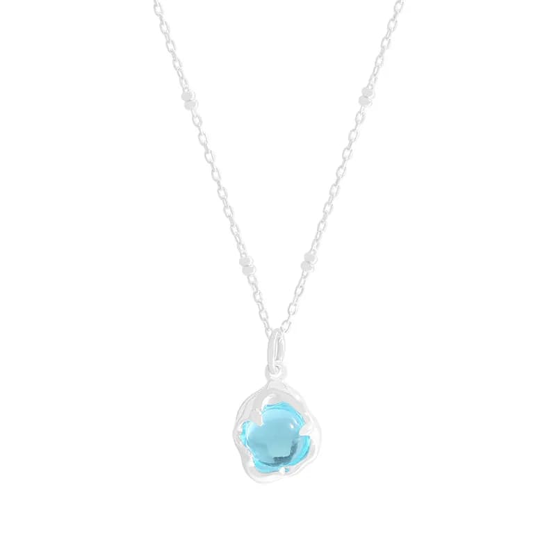 Blue Glass Bloom Necklace in Silver — Sterling silver