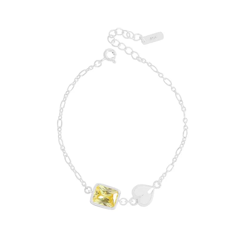 Square-Cut Stone Bracelet in Gold — Sterling silver