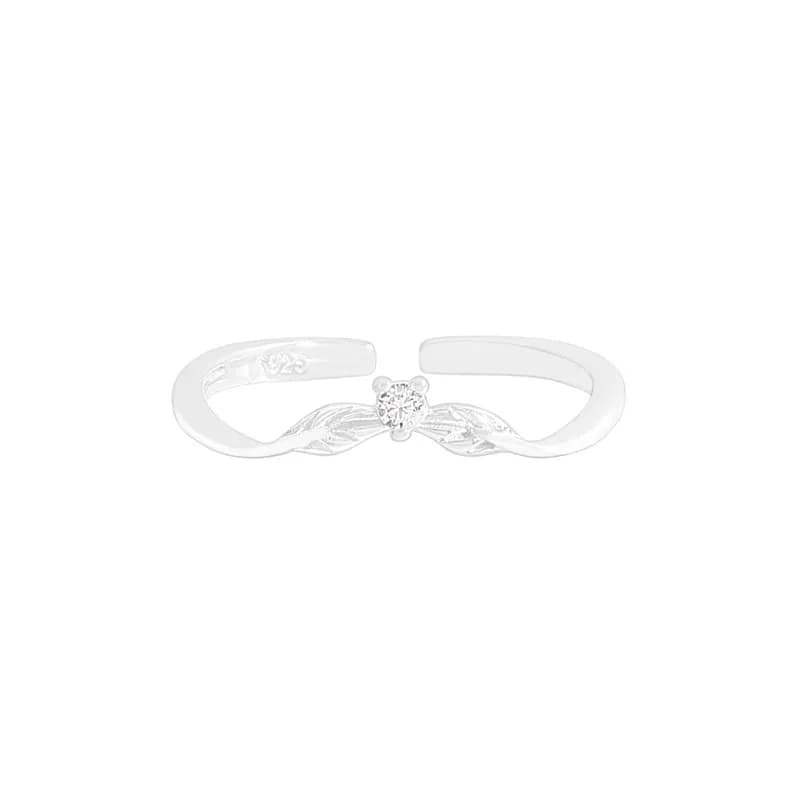 Twisted Leaf Ring in White — Sterling silver