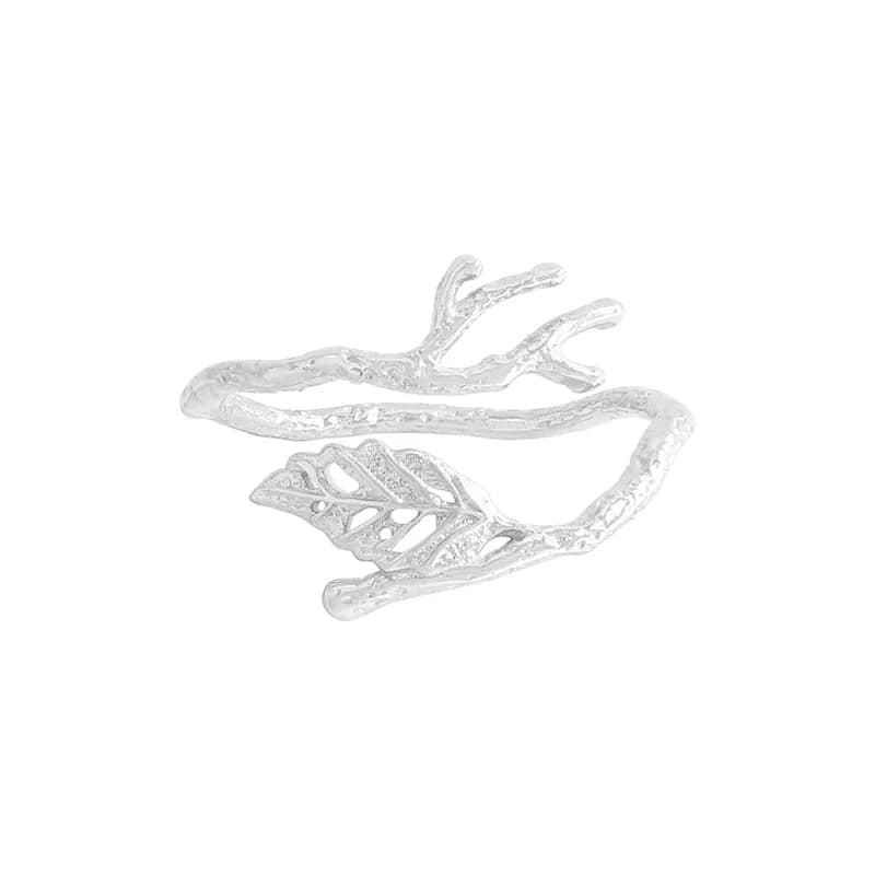 Twig Leaf Ring in Silver — Sterling silver