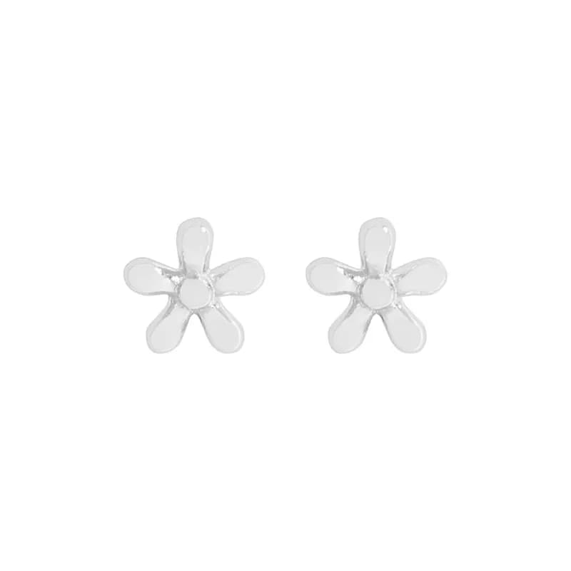 Five-Petal Flower Earrings in Silver — Sterling silver