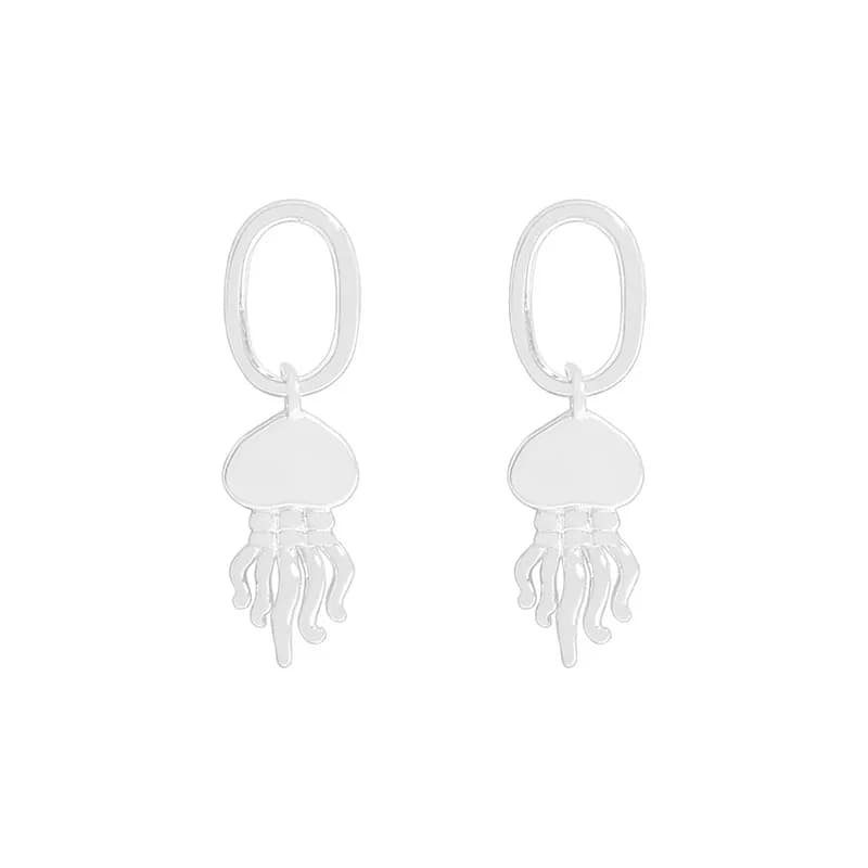 Jellyfish Drop Earrings in Silver — Sterling silver