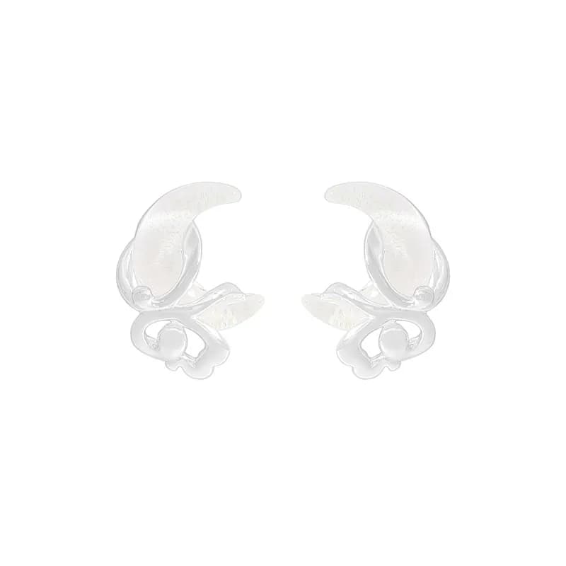 Crescent Leaf Earrings in Silver — Sterling silver