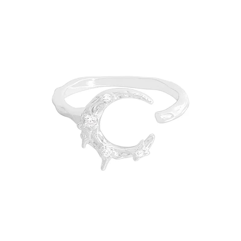 Crescent Moon Ring in Silver — Sterling silver