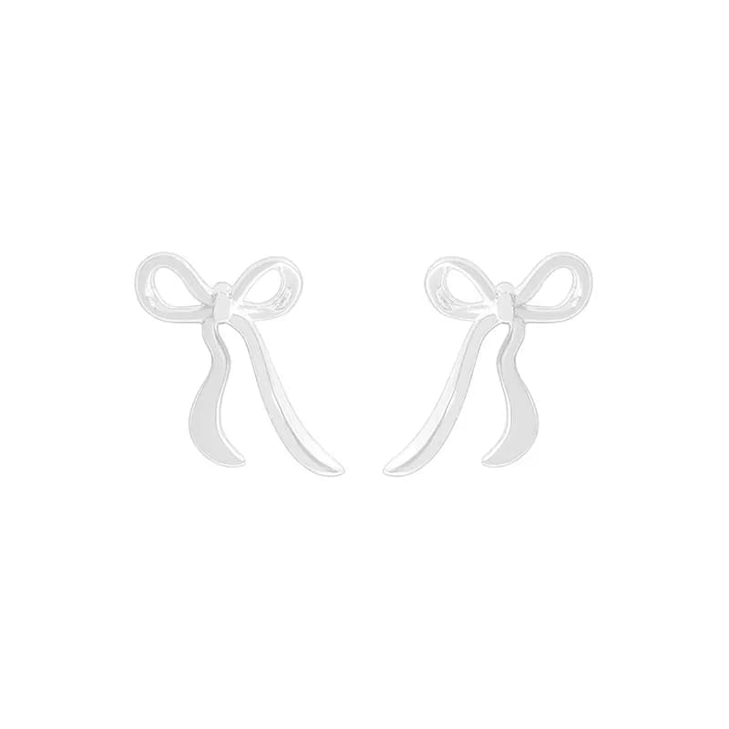 Bow Ribbon Earrings in Silver — Sterling silver
