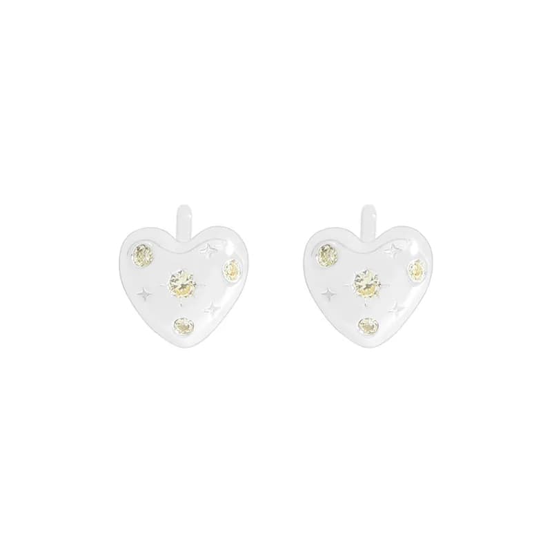 Heart Shaped Stud Earrings in Gold — Sterling silver