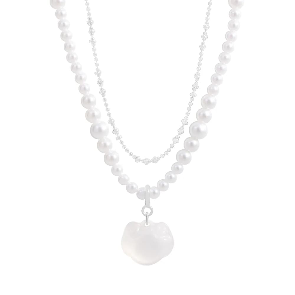 Pearl Heart Pendant Necklace in Silver — Sterling silver