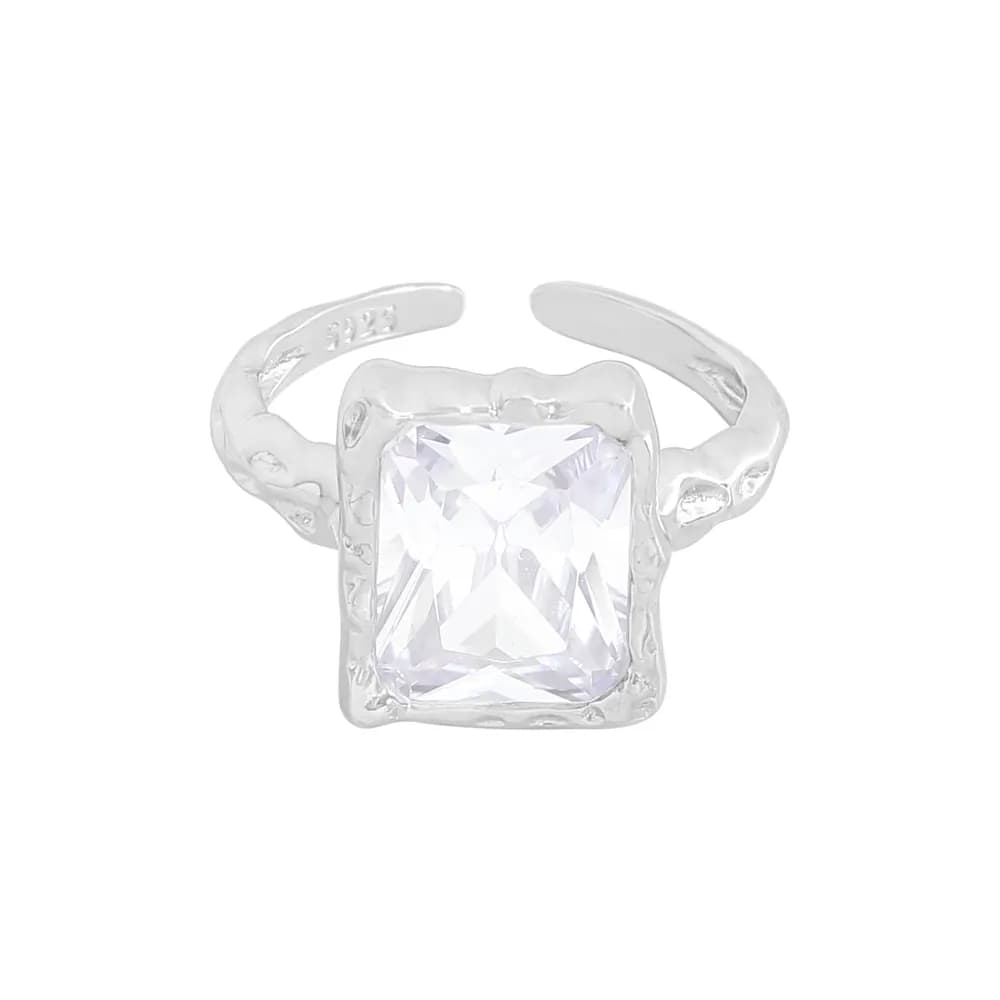 Cushion Bezel Ring in Platinum — Sterling silver