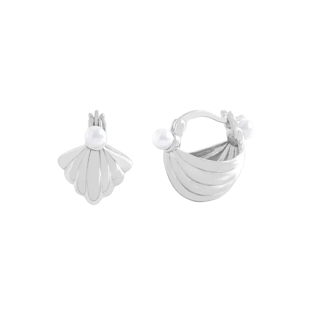 Shell Fan Earrings in Platinum — Sterling silver