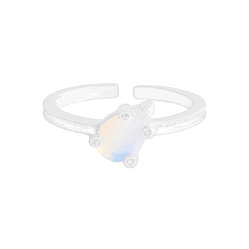 Moonstone Flower Ring in Silver — Sterling silver