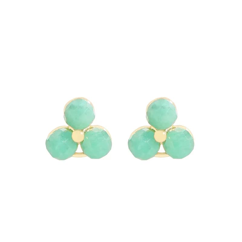 Clover Petal Bead Earrings in Aqua — Sterling silver