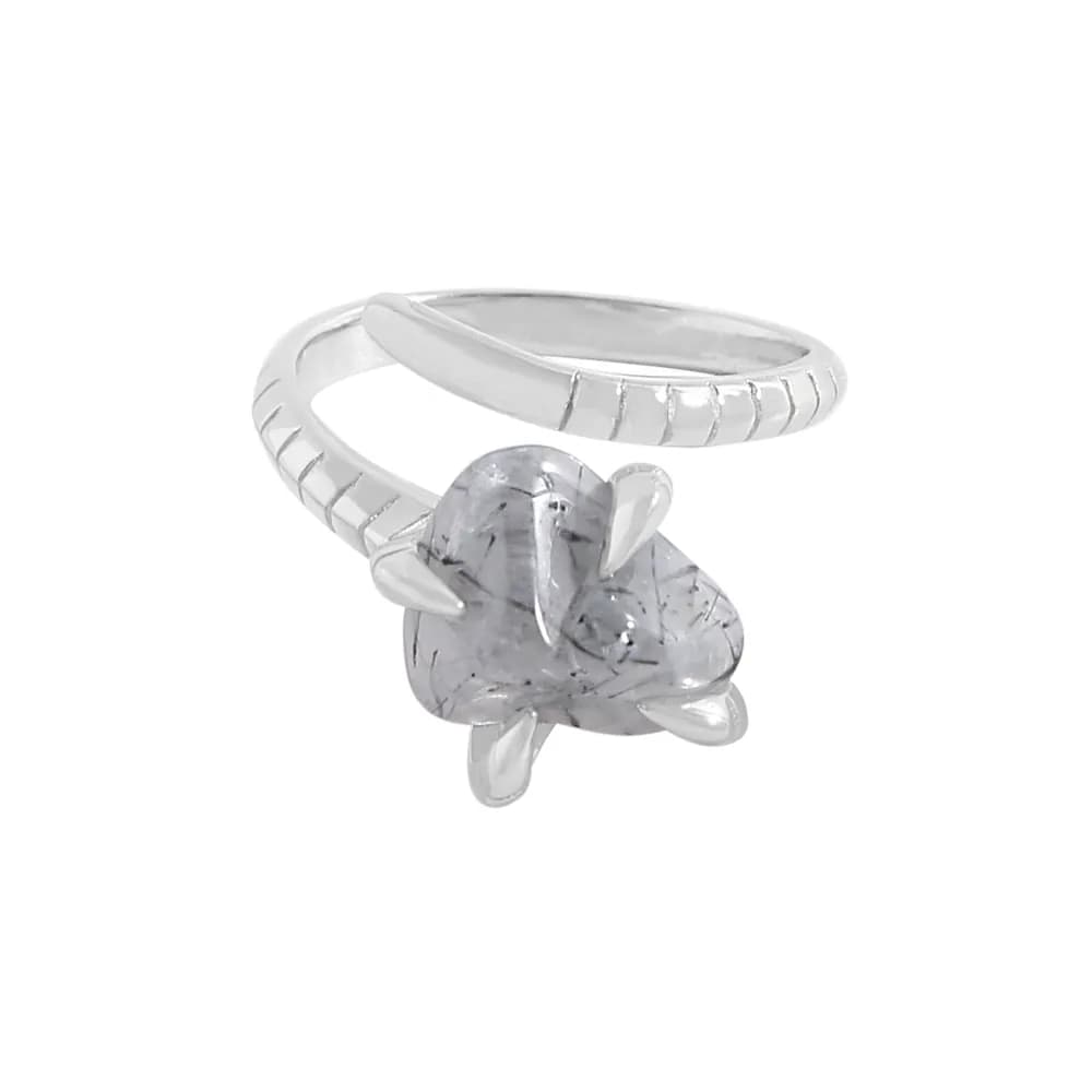 Dendritic Quartz Ring in Platinum — Sterling silver