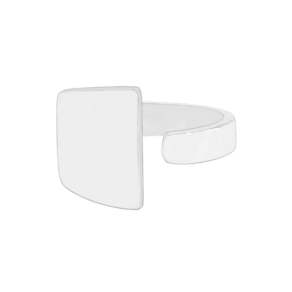 Square Plate Ring in Silver — Sterling silver