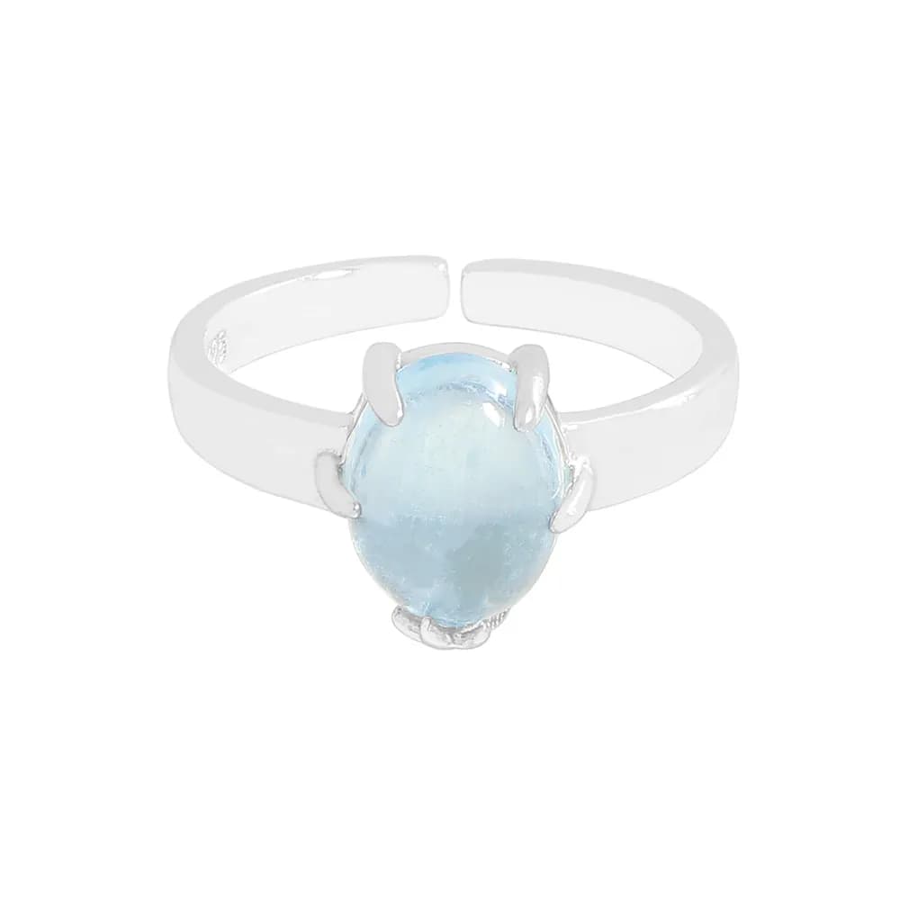 Oval Blue Stone Ring in Silver — Sterling silver