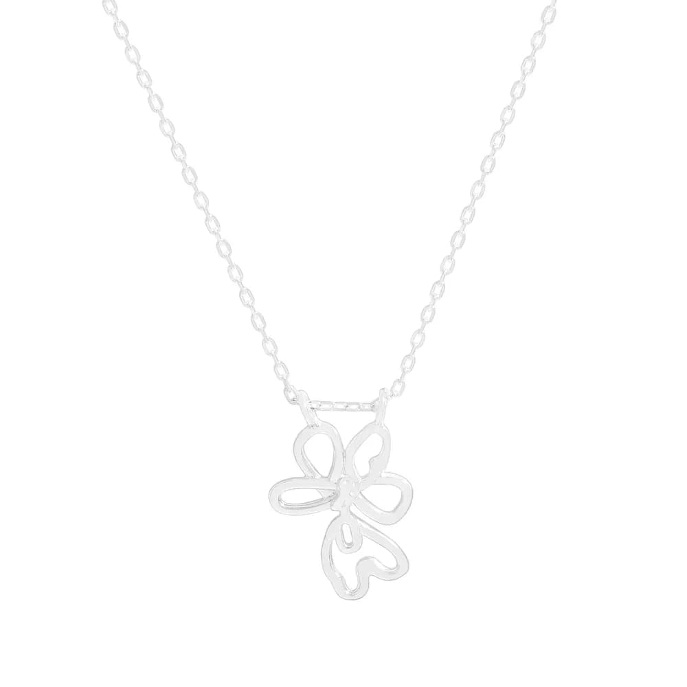 Flower Petal Pendant Necklace in Silver — Sterling silver