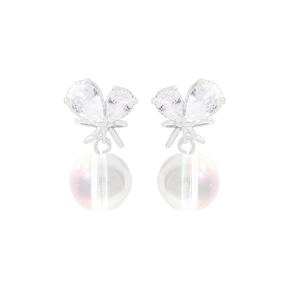 Crystal Butterfly Earrings in Silver — Sterling silver
