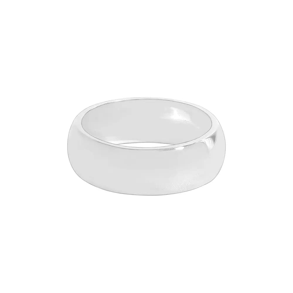 Wide Curved Band Ring in Silver — Sterling silver