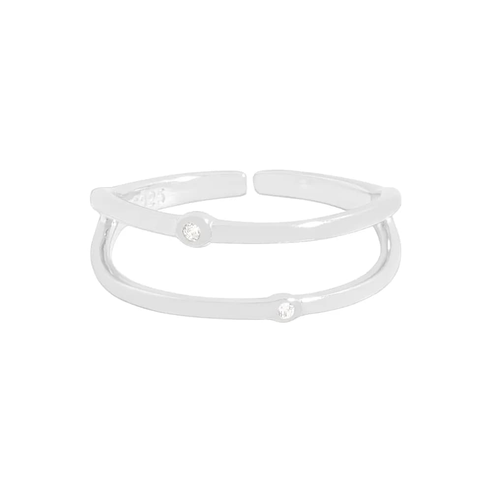 Double Band Bezel Ring in Silver — Sterling silver
