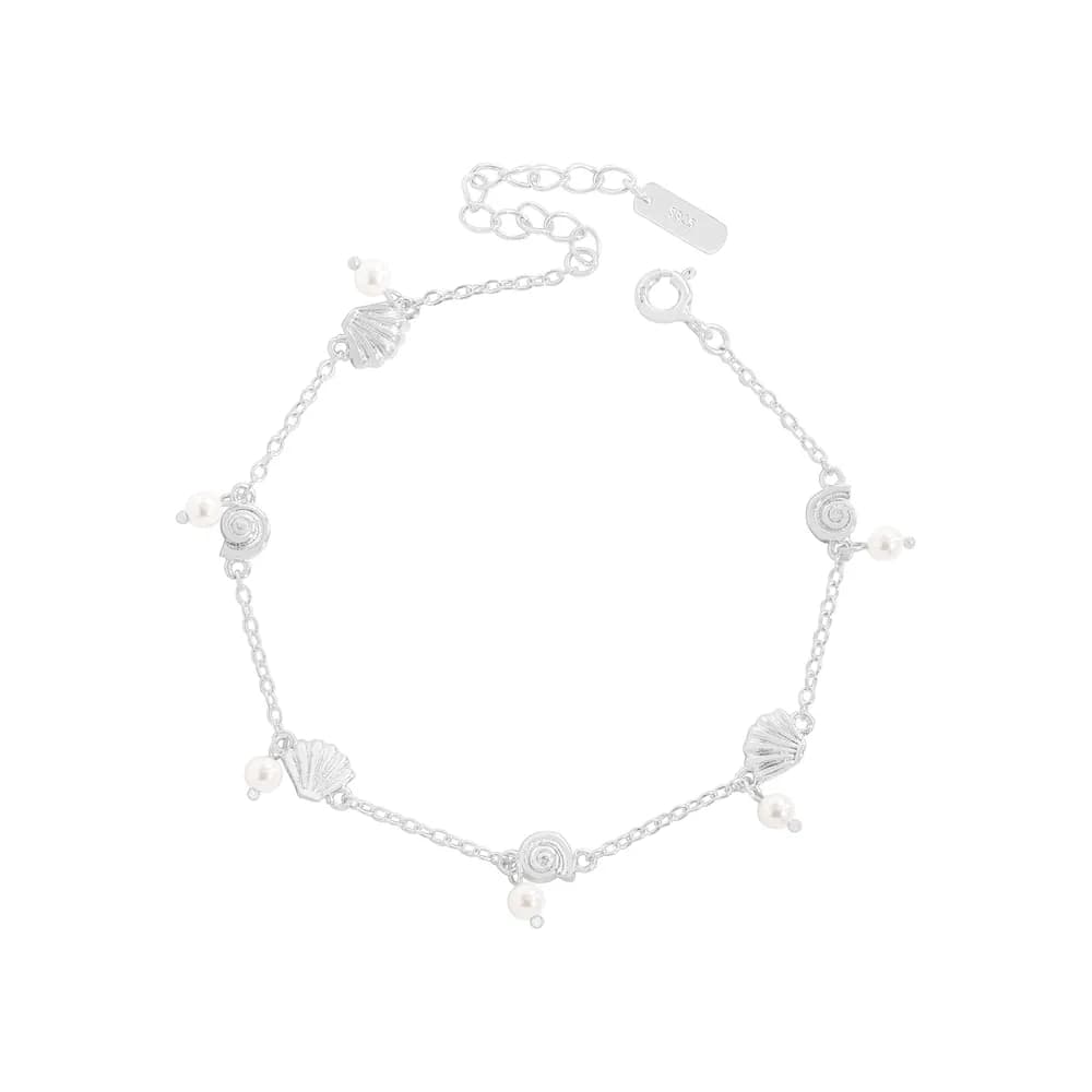 Shell and Pearl Charm Bracelet in Silver — Sterling silver