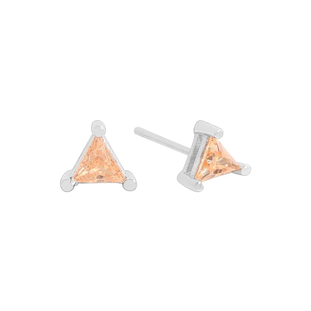 Triangular Prism Stud Earrings in Champagne — Sterling silver