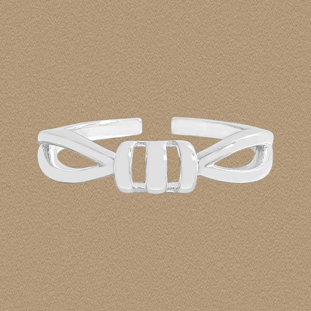 Polished sterling silver Open Bar Ring with three central vertical bars and openwork design.
