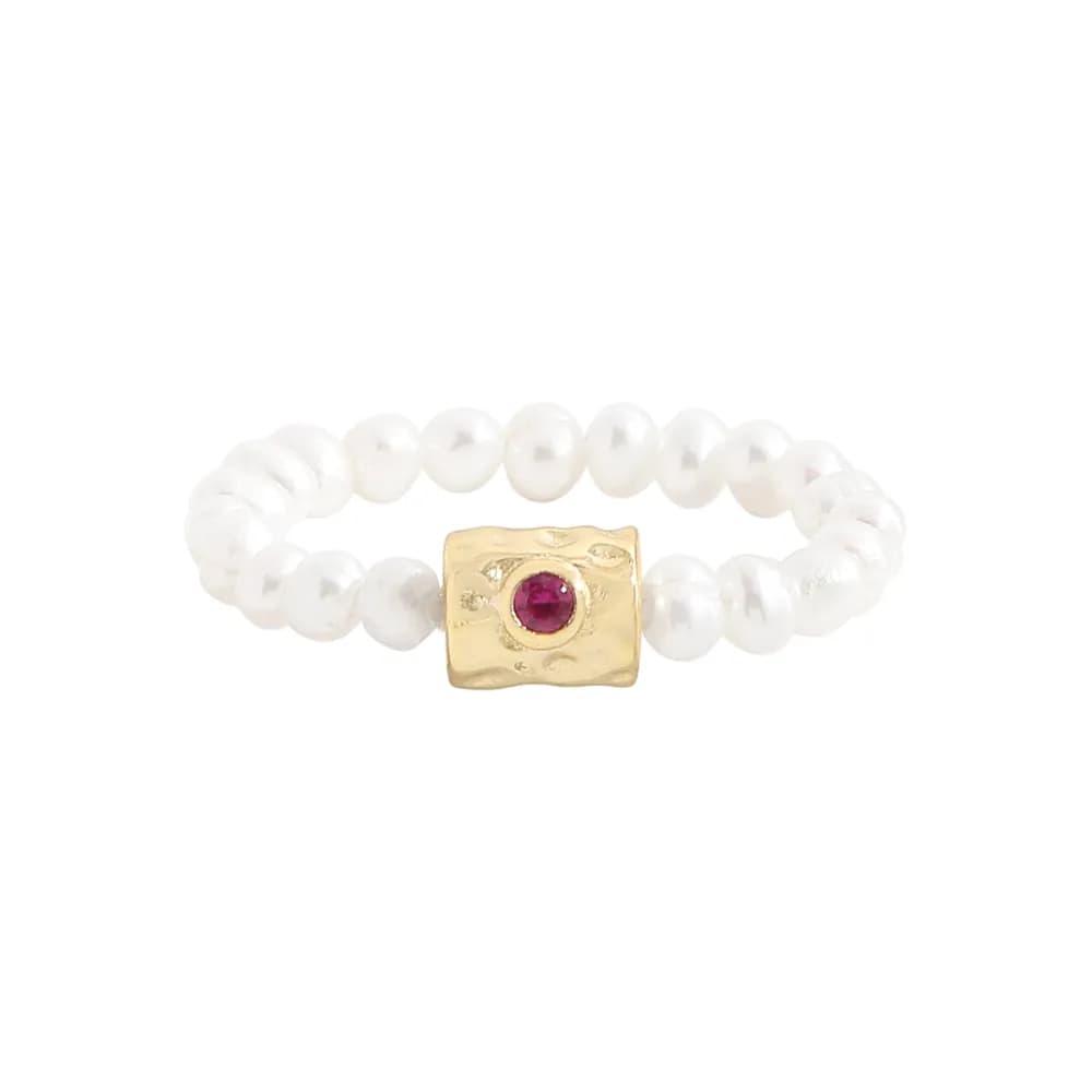 Pearl Bead Ring in Silver — Sterling silver