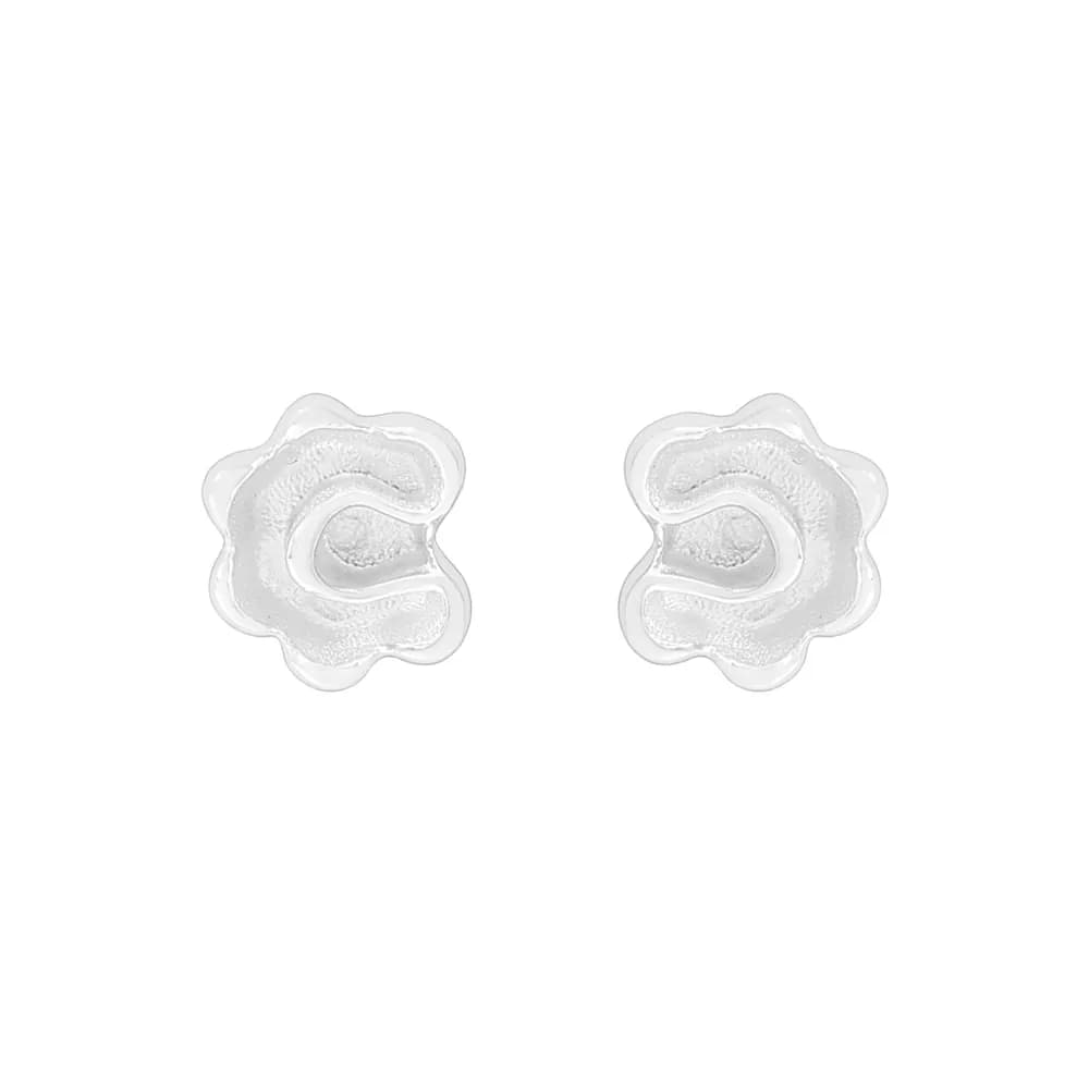 Abstract Flower Earrings in Silver — Sterling silver