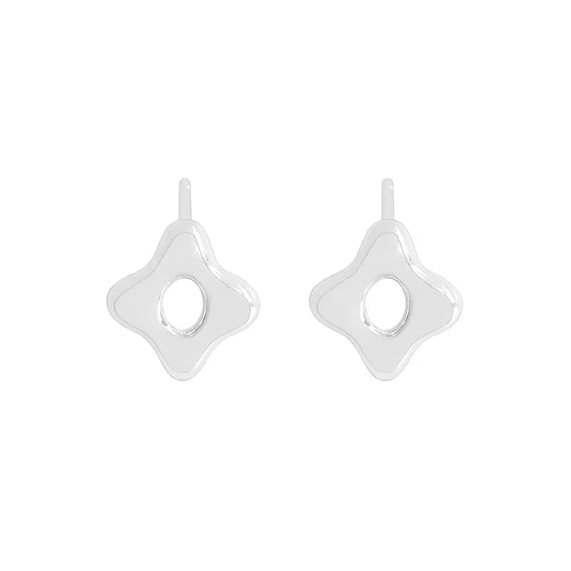 Clover Shaped Stud Earrings in Silver — Sterling silver