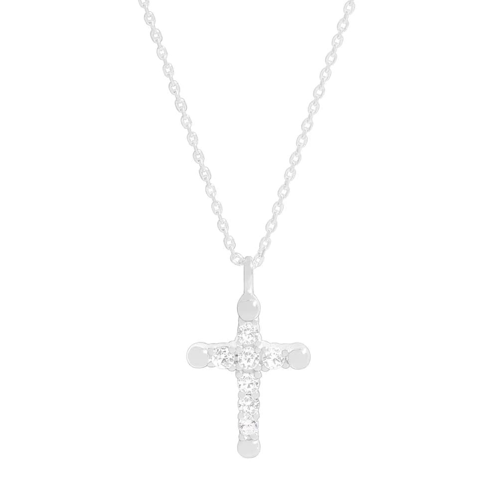 Diamond Cross Pendant Necklace in Silver — Sterling silver