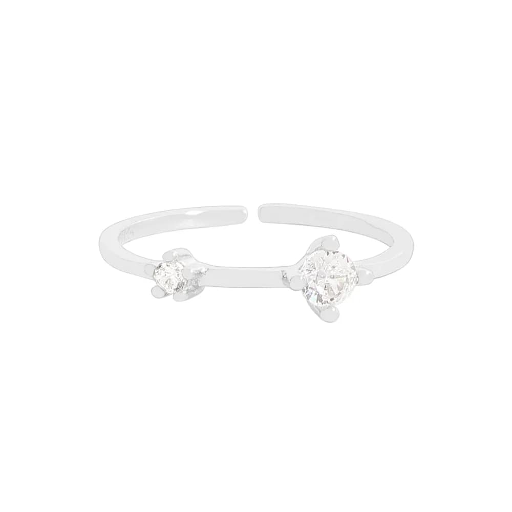 Floral Duo Diamond Ring in Silver — Sterling silver