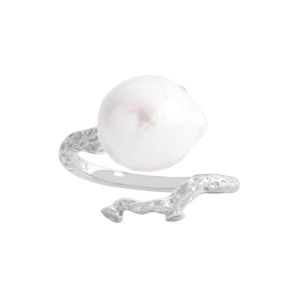 Pearl Twig Ring in Platinum — Sterling silver