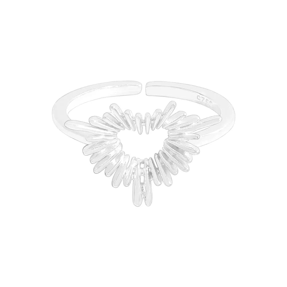 Sunburst Heart Ring in Silver — Sterling silver