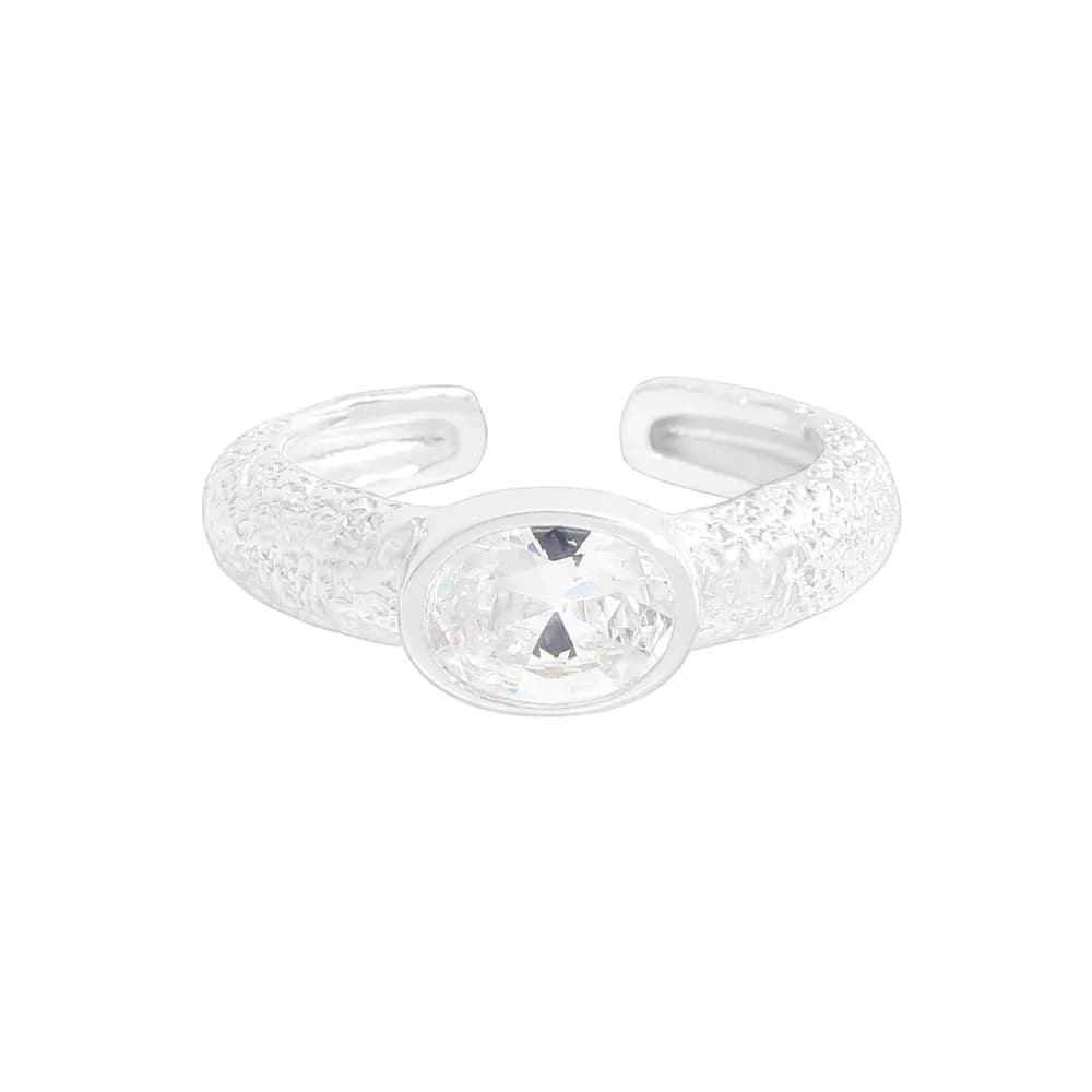 Textured Oval Bezel Ring in Silver — Sterling silver