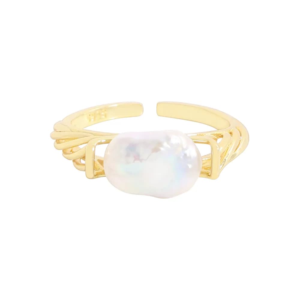 Baroque Pearl Ring in Gold — Sterling silver