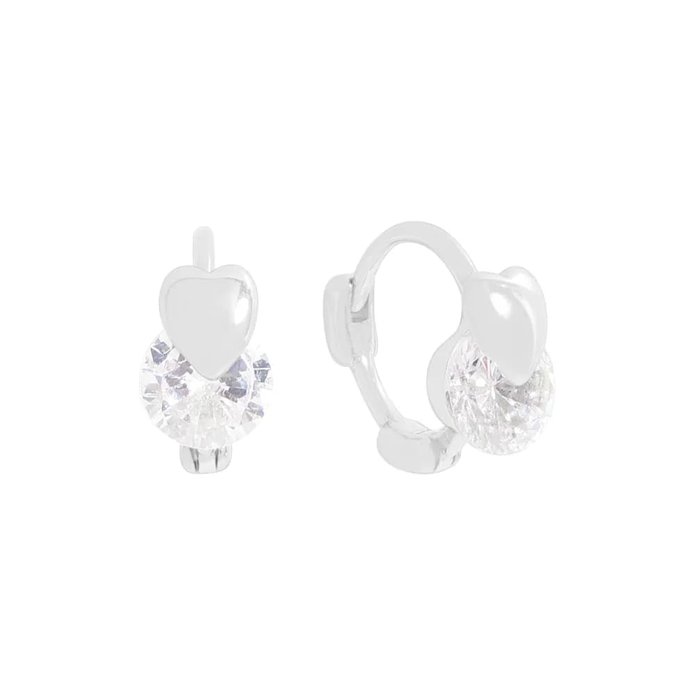 Heart Crystal Drop Earrings in Silver — Sterling silver