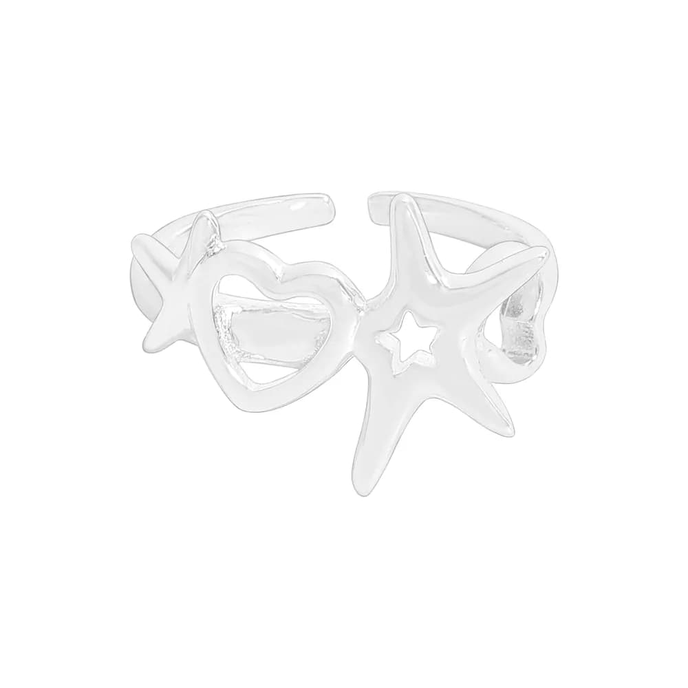Heart Star Open Ring in Silver — Sterling silver