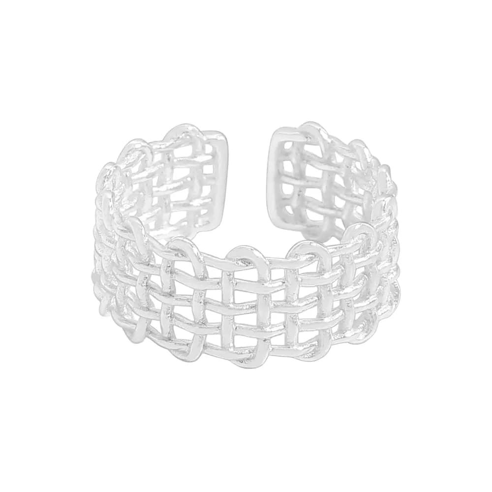 Woven Grid Ring in Silver — Sterling silver