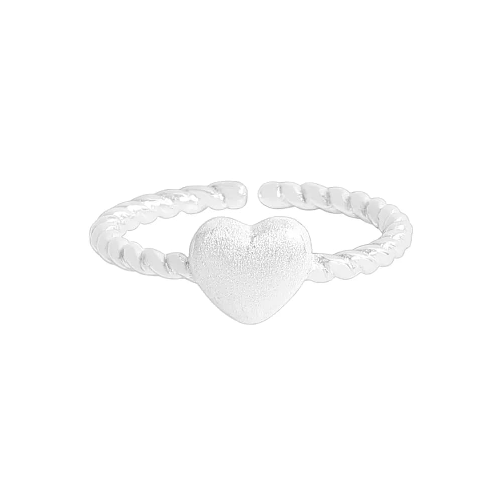 Twisted Rope Heart Ring in Silver — Sterling silver