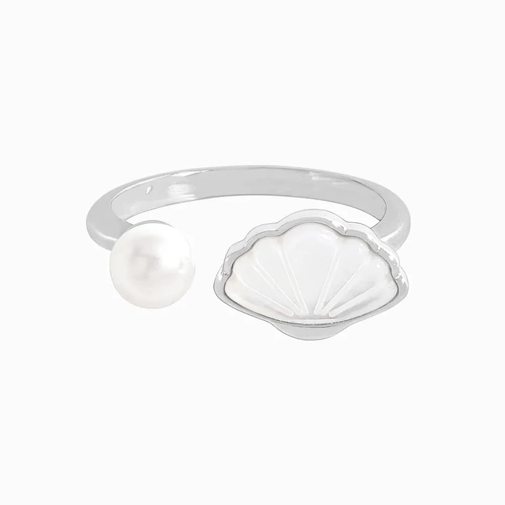 Shell Pearl Ring in Platinum — Sterling silver