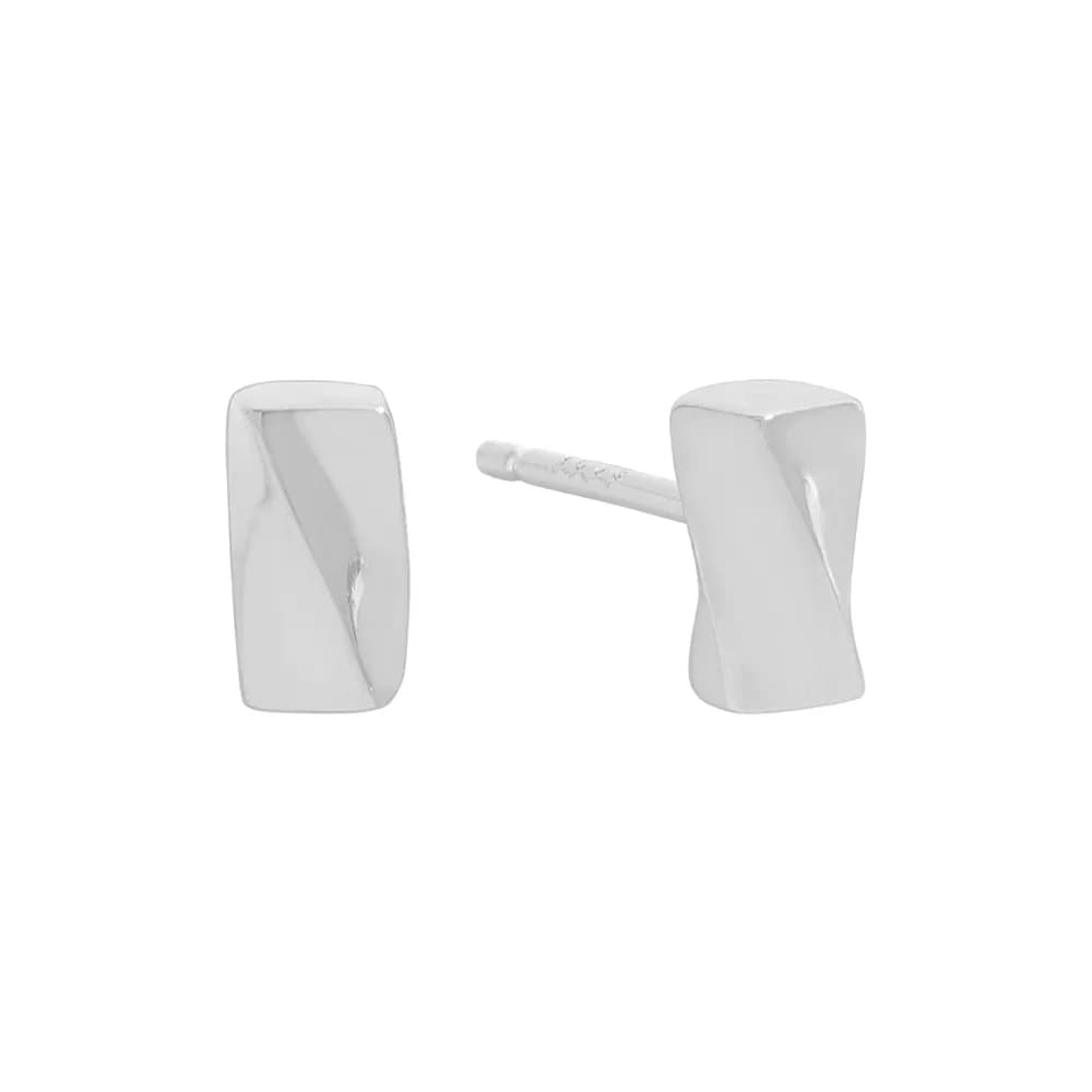 Rectangular Bar Stud Earrings in Platinum — Sterling silver