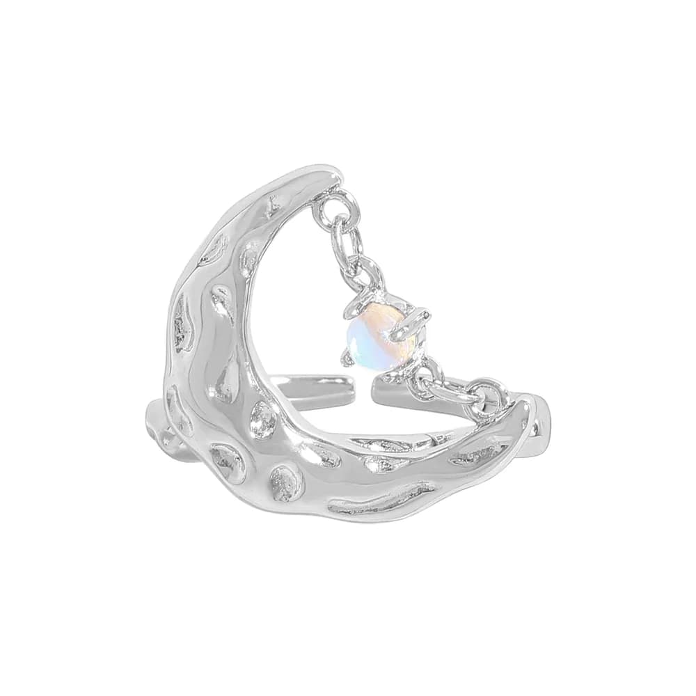 Crescent Moon Ring in Platinum — Sterling silver