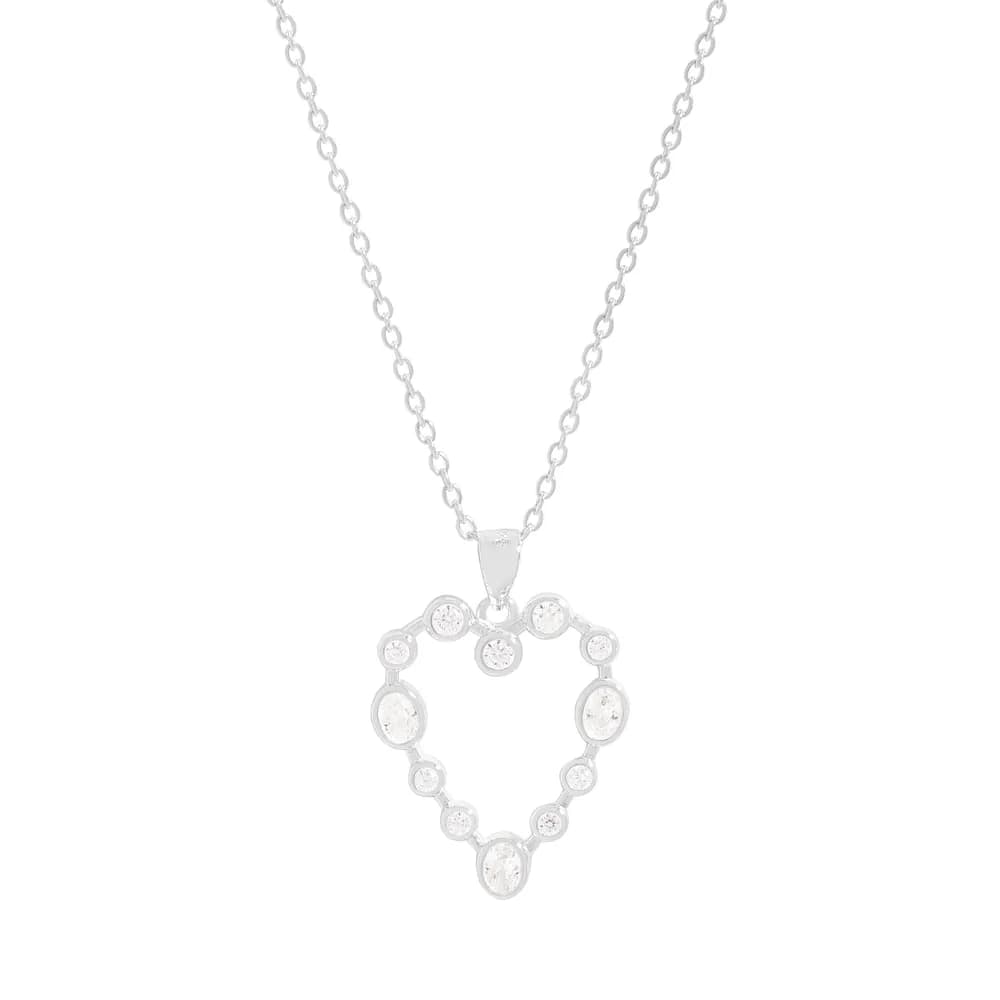 Diamond Heart Pendant in Silver — Sterling silver