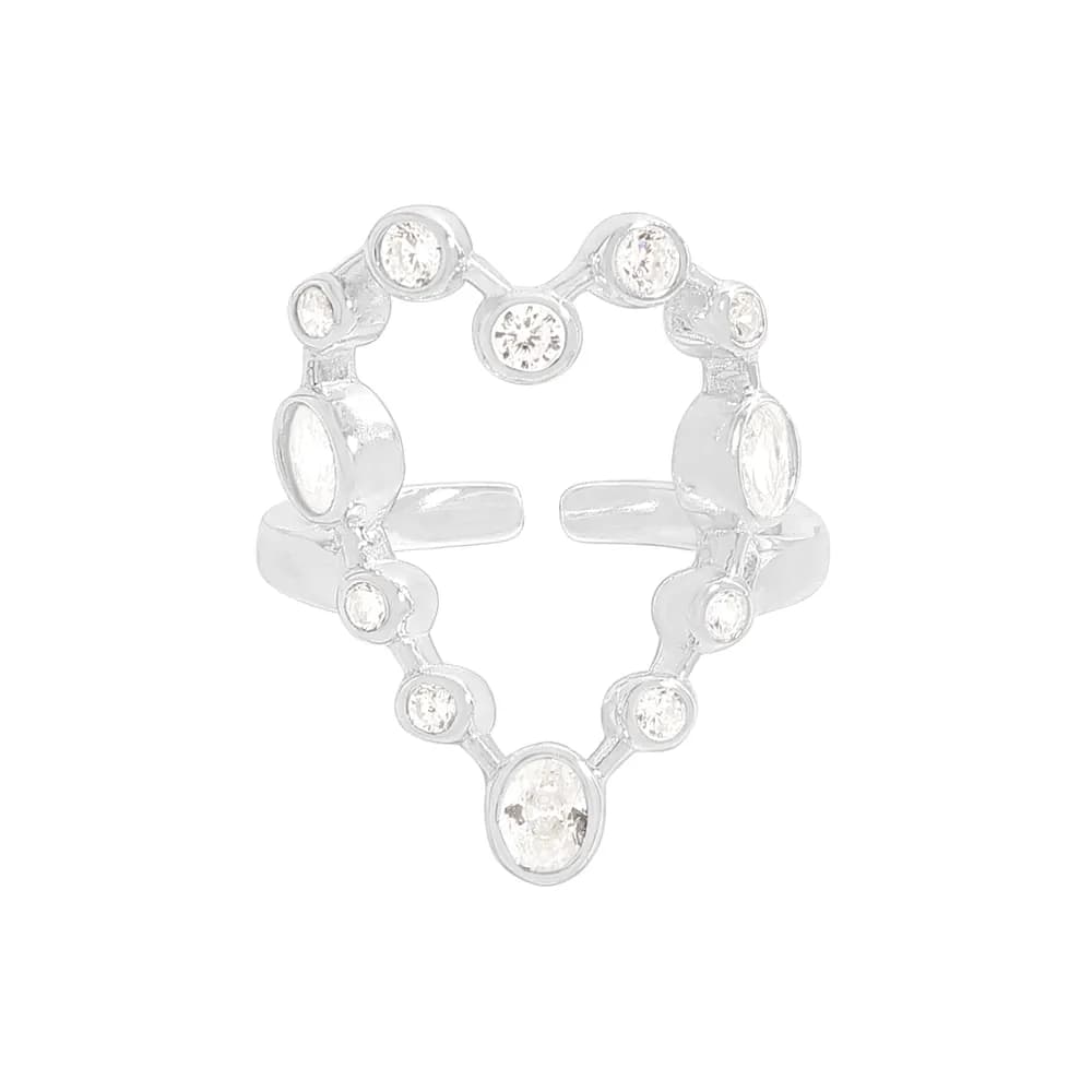 Diamond Heart Ring in Silver — Sterling silver
