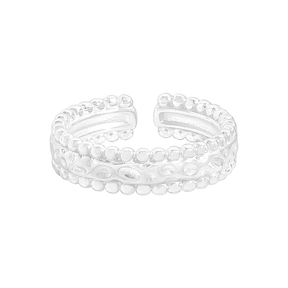 Beaded Triple Band Ring in Silver — Sterling silver