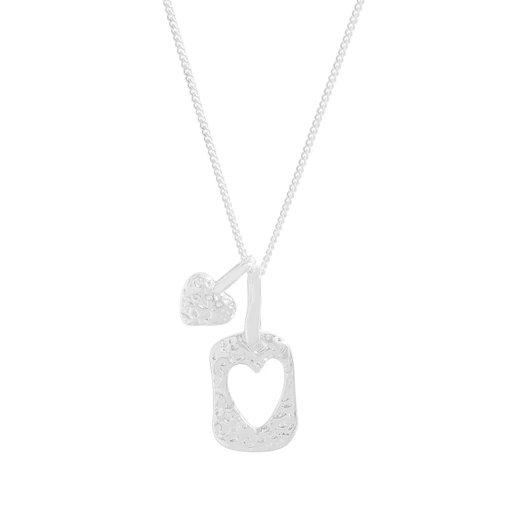 Hollow Heart Pendant Necklace in Silver — Sterling silver