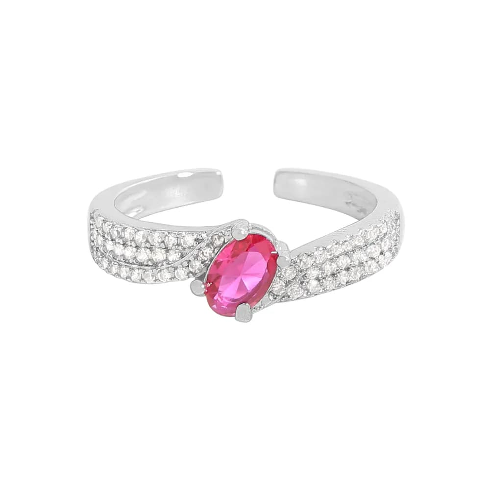 Pink Oval Ring in Platinum — Sterling silver