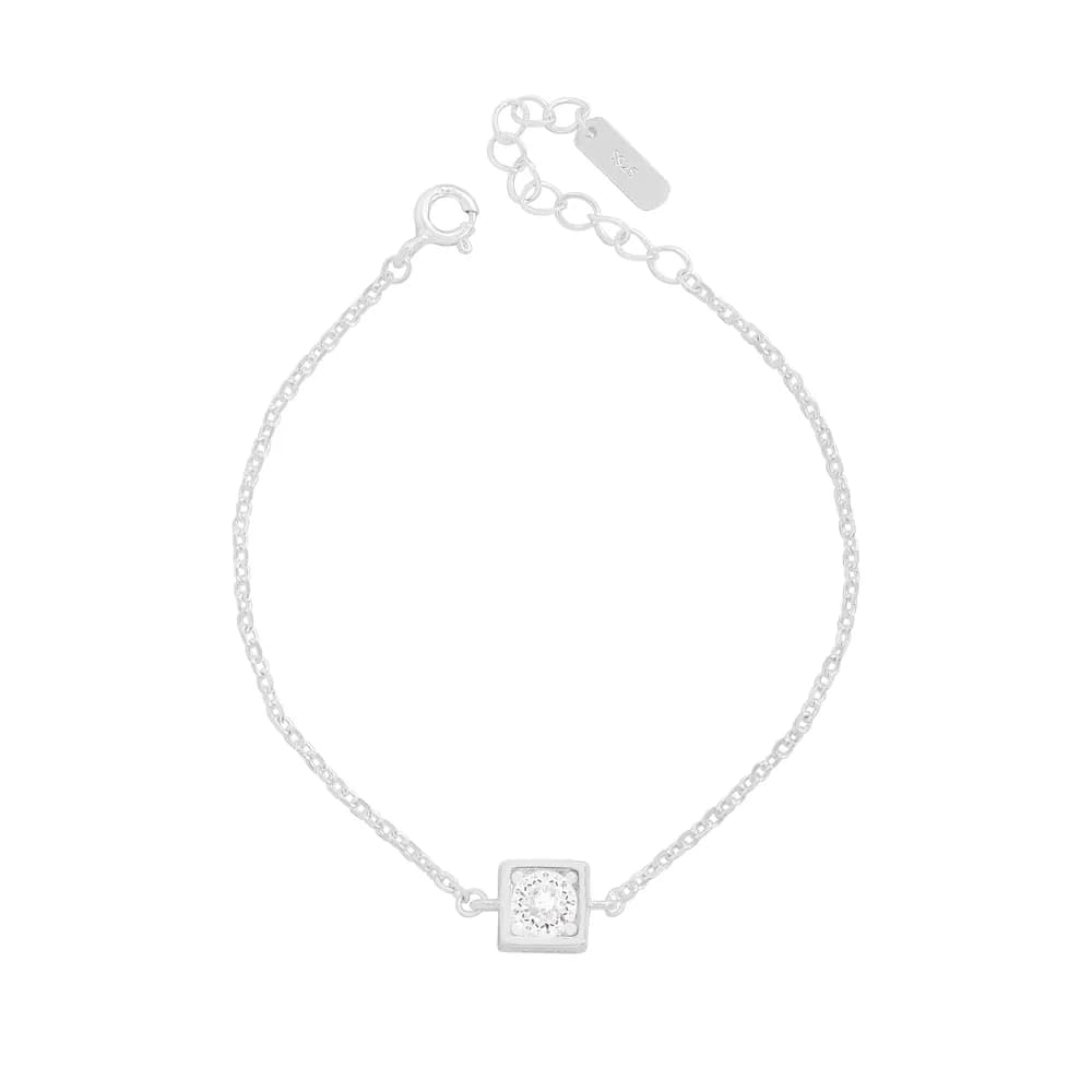 Square Bezel Bracelet in Silver — Sterling silver