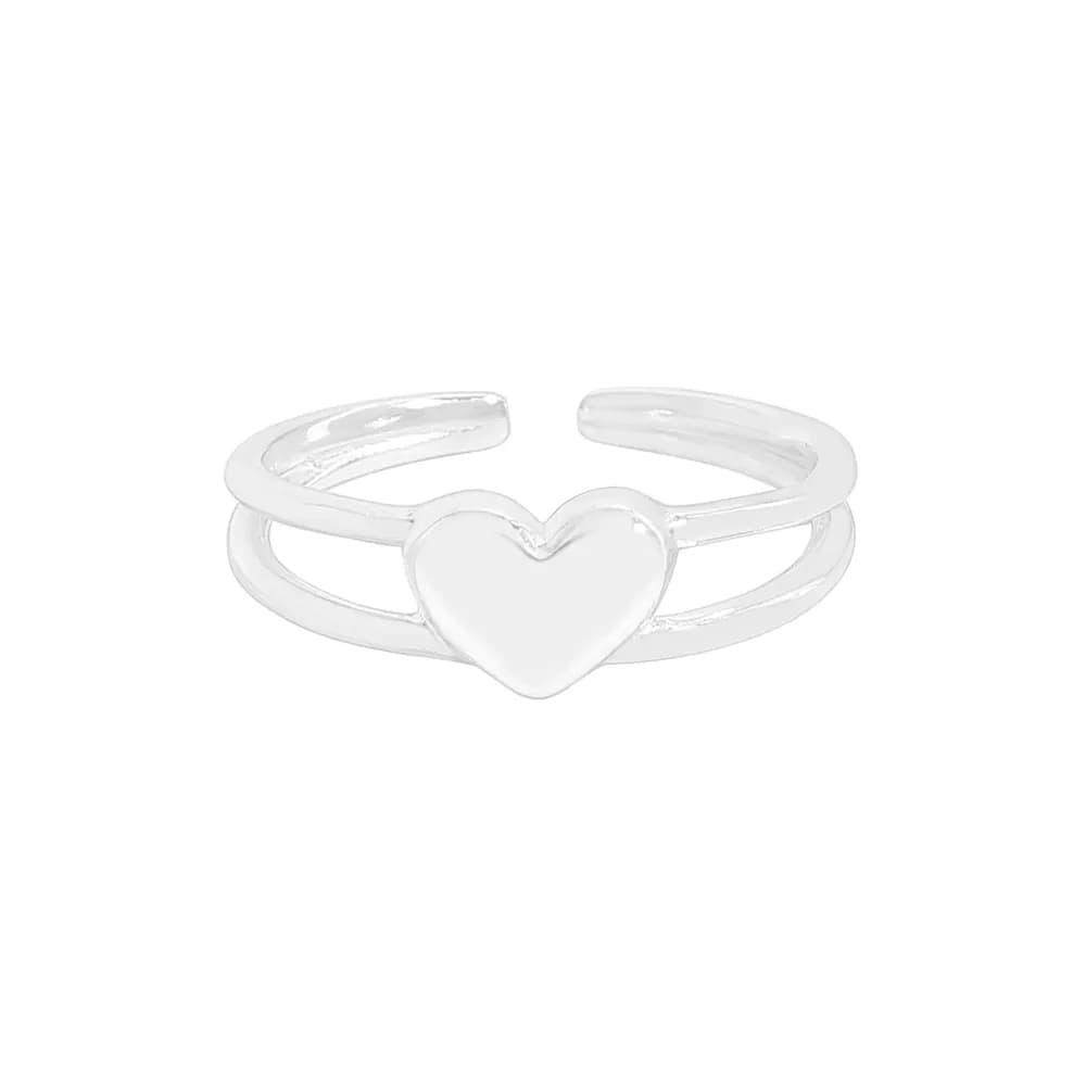 Double Heart Ring in Polished — Sterling silver