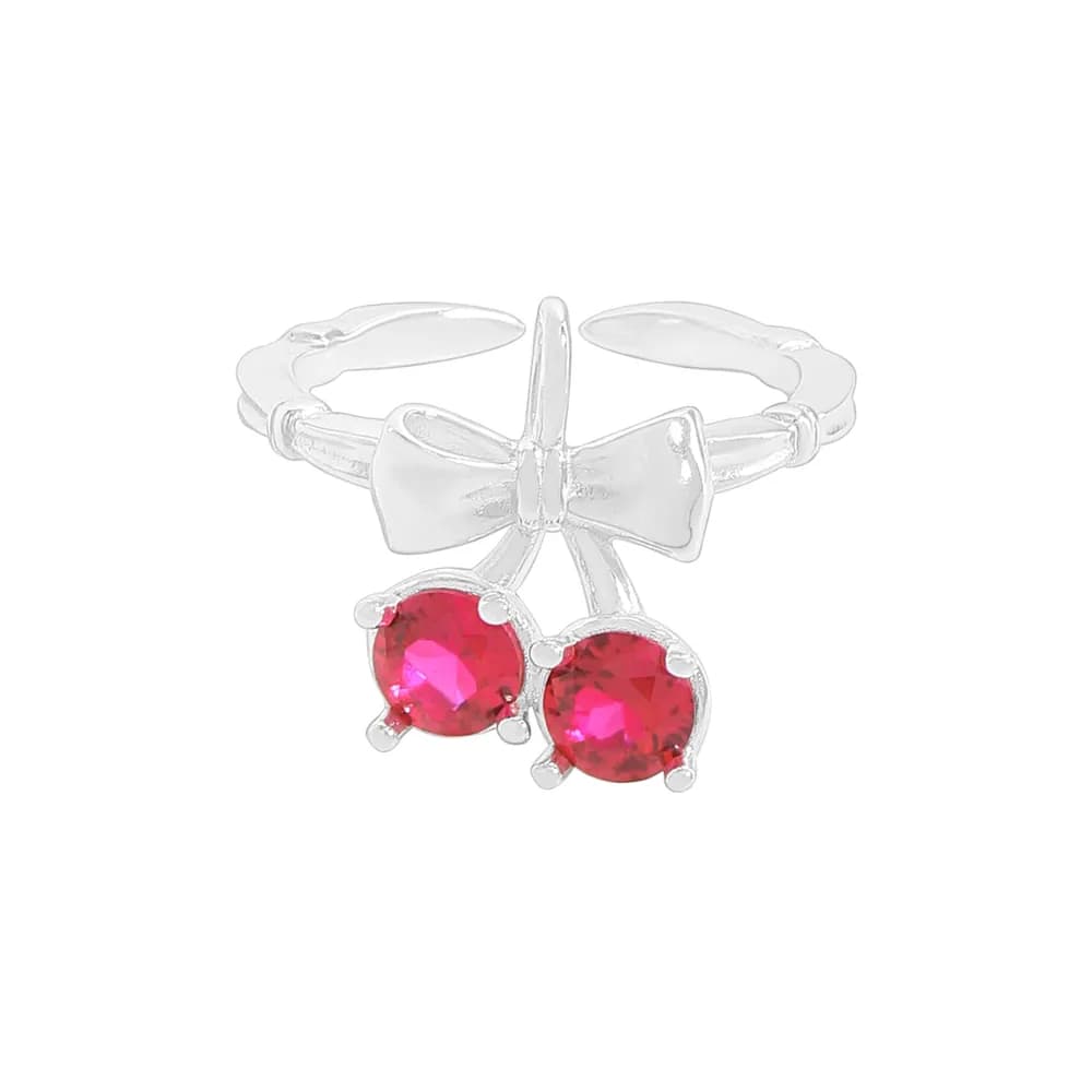 Bow Ring with Gems in Silver — Sterling silver